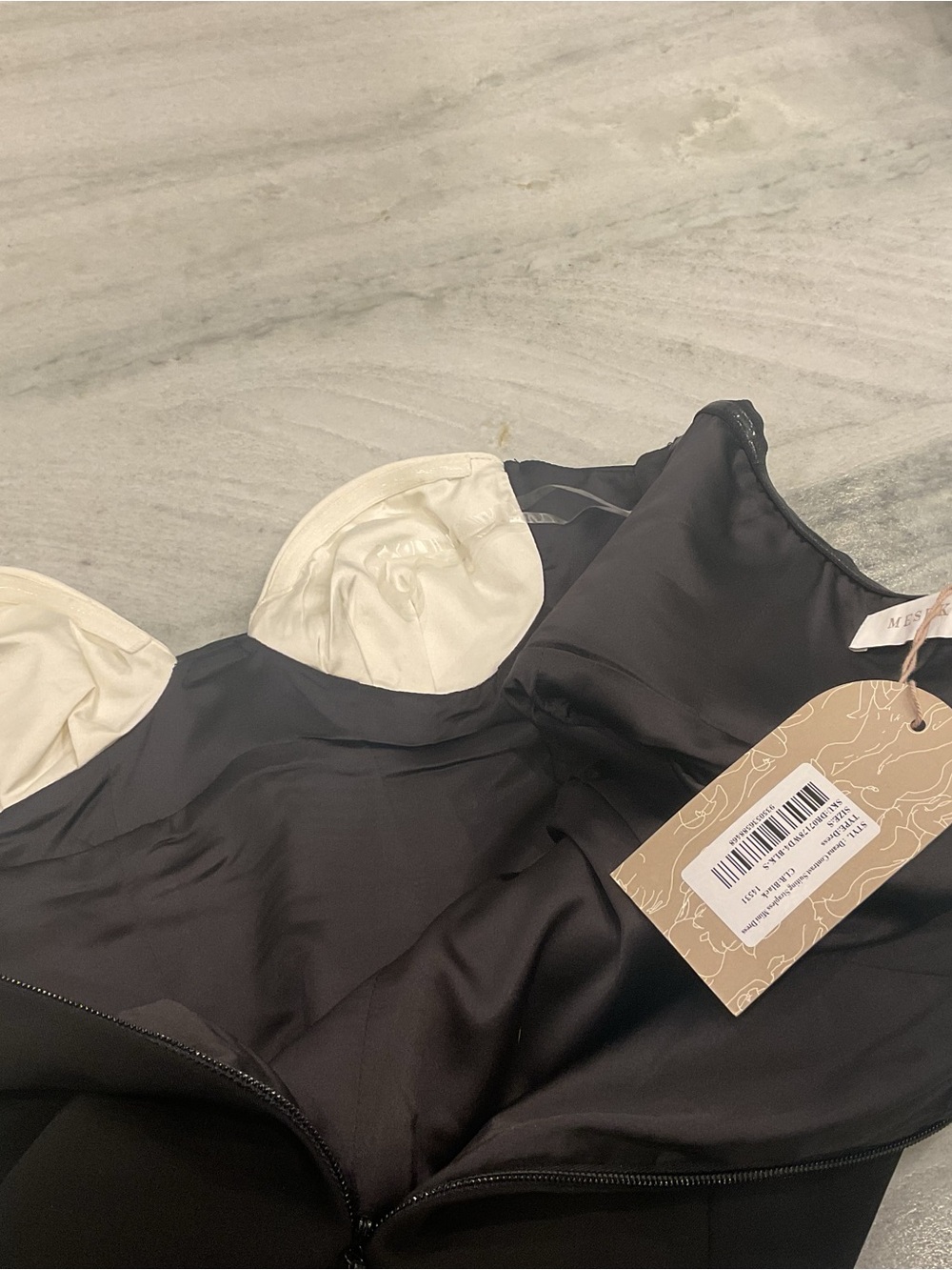 Meshki Black Strapless Mini Dress with White Bust Detail - Picture 8 of 11